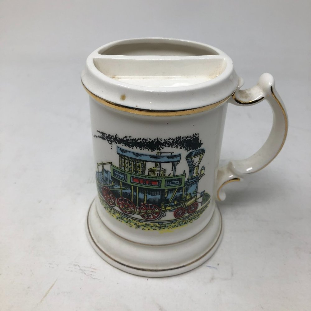 Vtg Royal Embassy Train Railroad Mustache White Coffee Cup Beer Mug Stein